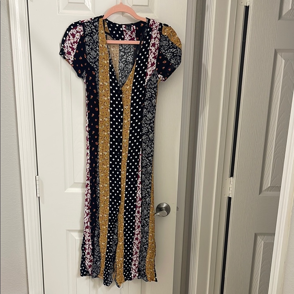 Forever 21 Blue and Yellow Puff Sleeve Sundress